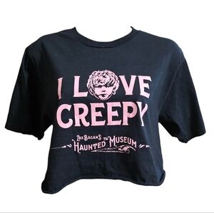 I Love Creepy Zak's Haunted Museum Black Peggy The Doll Crop Top